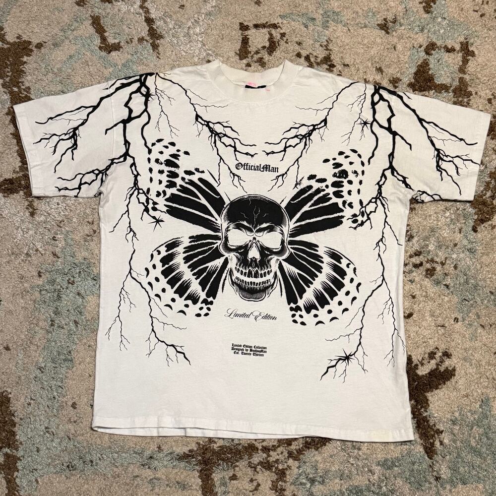 Boohoo Man Limited Edition Butterfly Skull Shirt Size Large